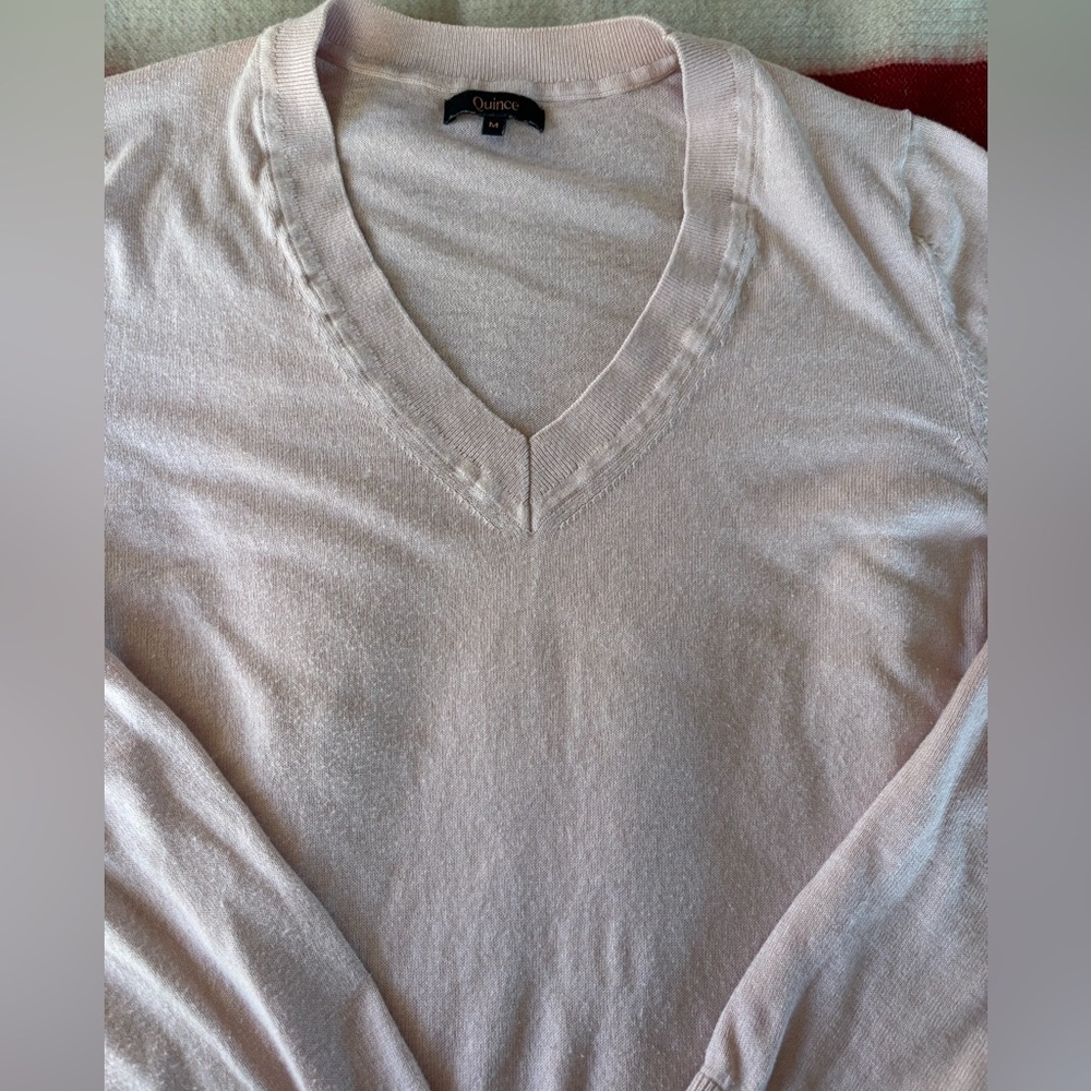 QUINCE PALE PINK CREWNECK SWEATER SIZE M